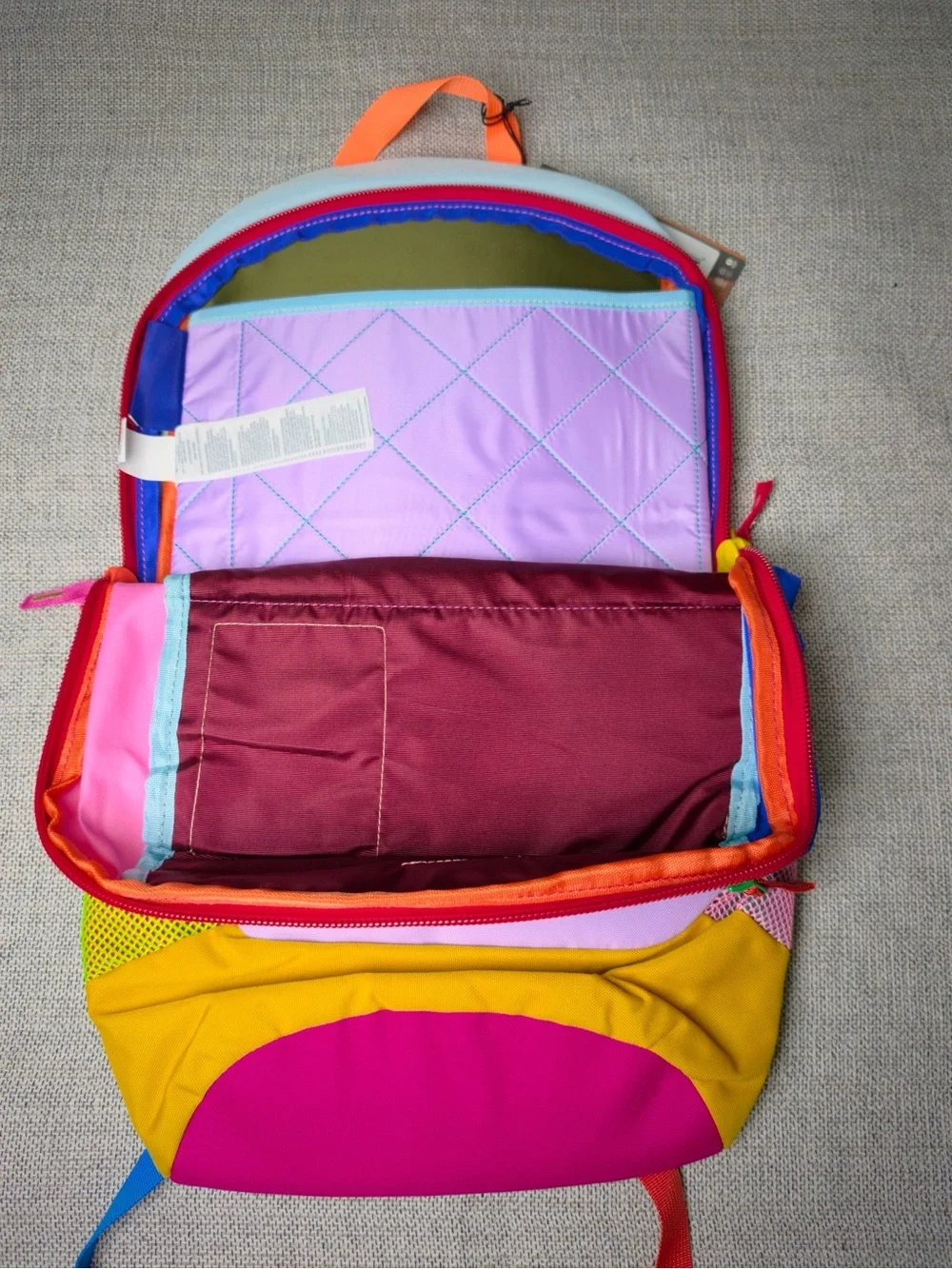 cotopaxi Kids Multicolor Backpack with Pink, Mint, Blue & Yellow Panels NWT